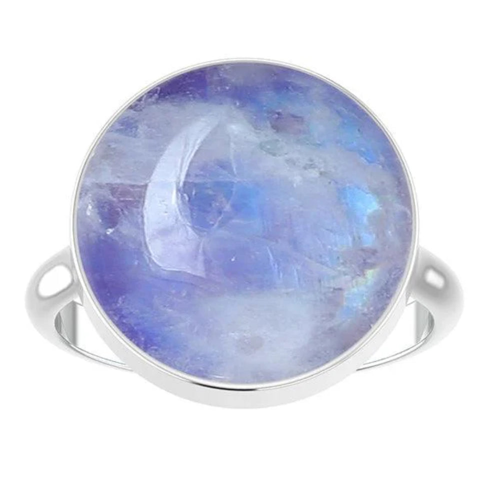 Purple Moonstone Round Cut Ring