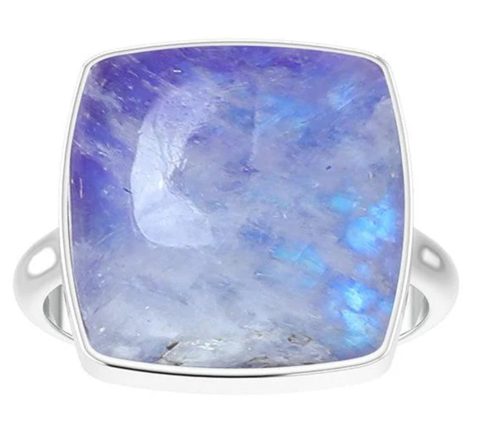 Purple Moonstone Pillow Cut Ring