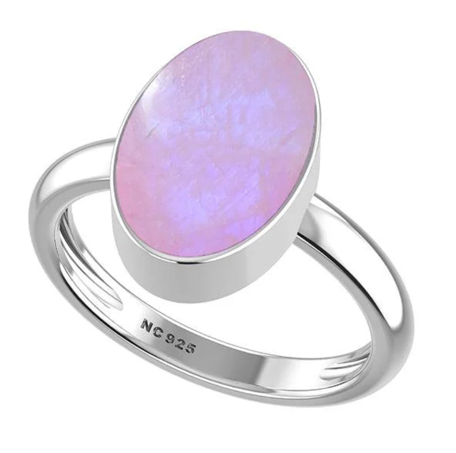 Oval Pink Moonstone Ring