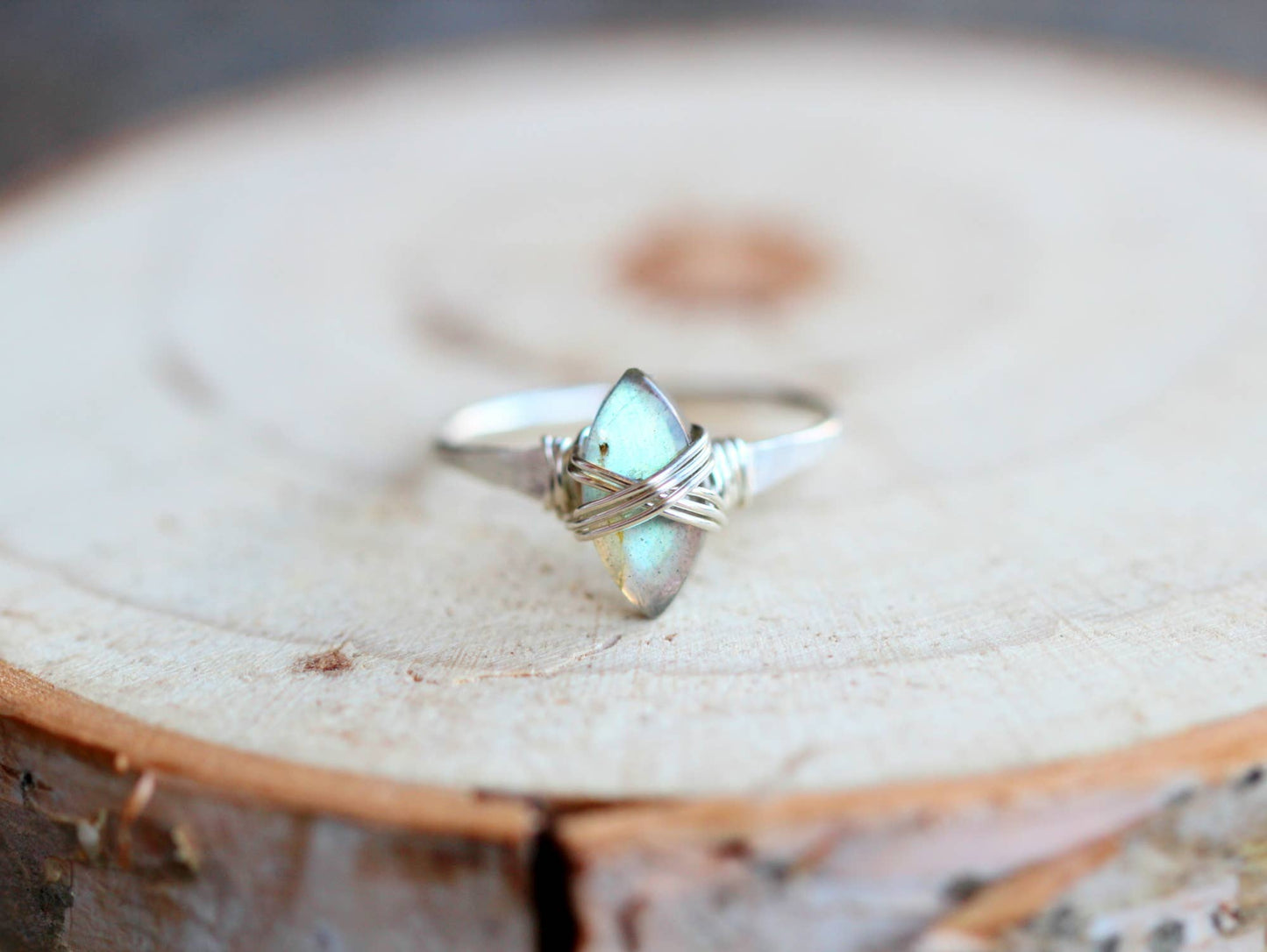 Marquis Caged Ring - Labradorite
