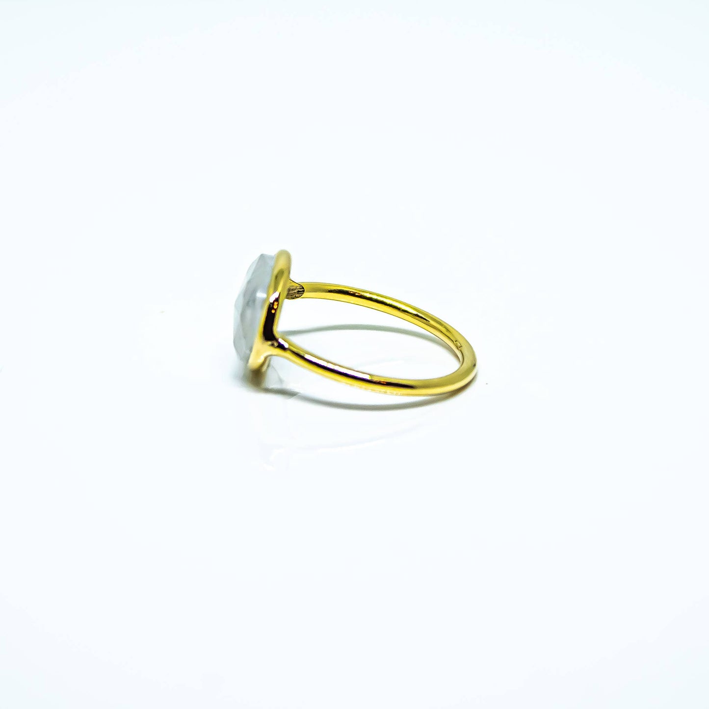 Moonstone Abstract Ring Sterling Silver 18K Gold Micron