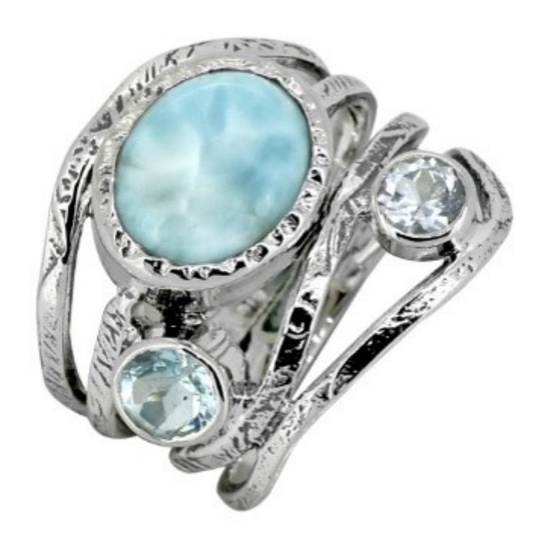 Tyringham Cobble Larimar & Blue Topaz Sterling Ring