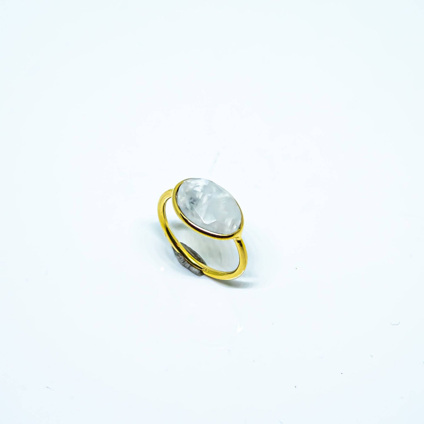 Moonstone Abstract Ring Sterling Silver 18K Gold Micron