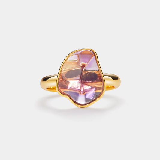Natural Purple Amethyst Crystal Ring in 925 Sterling Silver