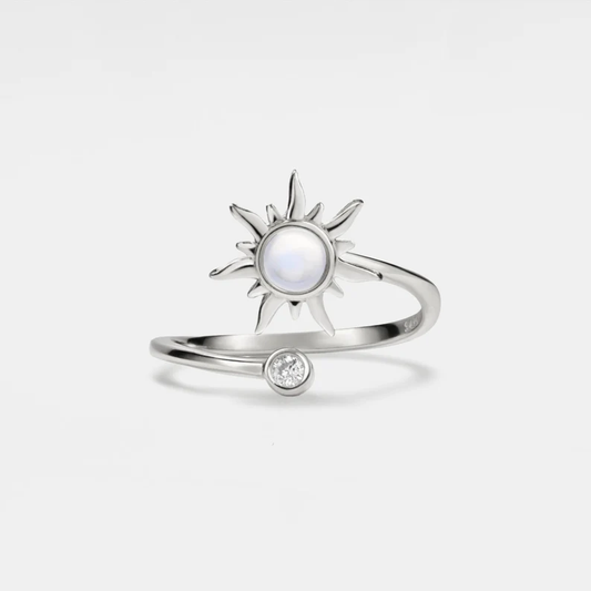Opal Sun Anxiety Worry Spinning Ring in 925 Sterling Silver