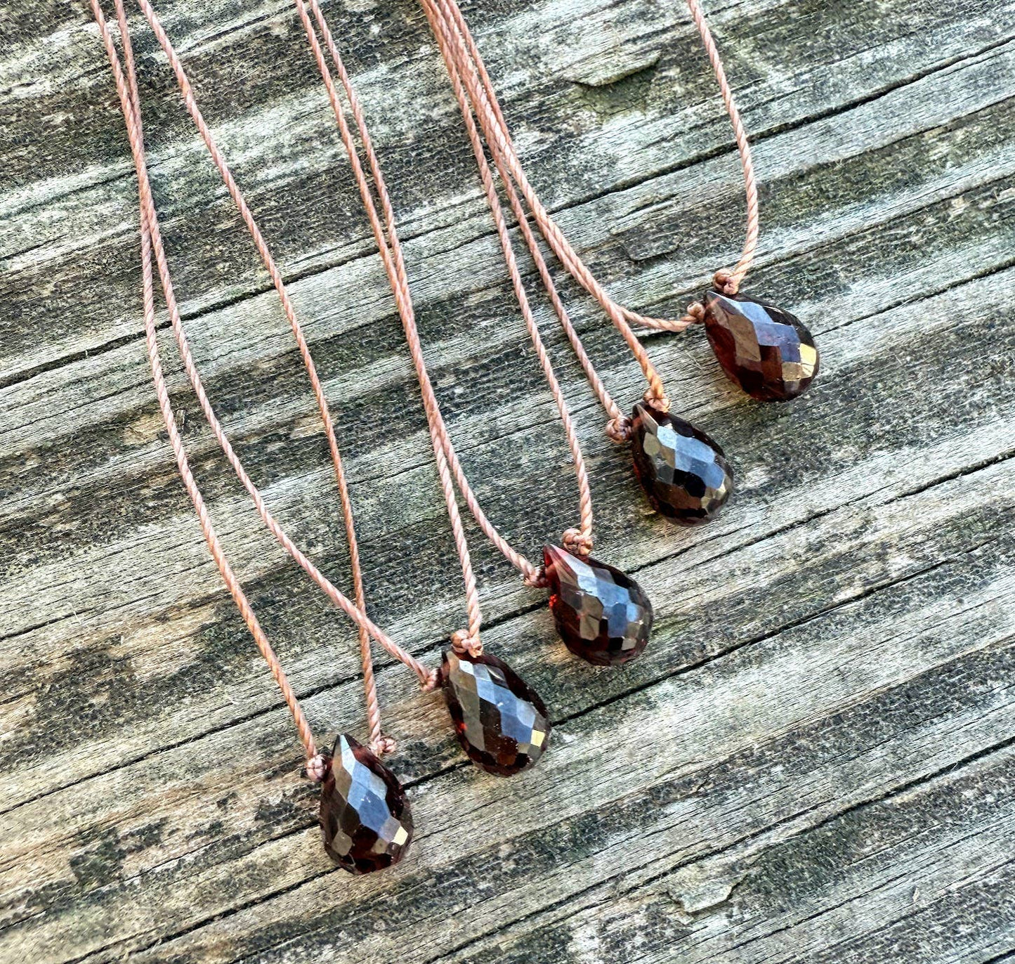 Garnet Briolette Cord Necklace