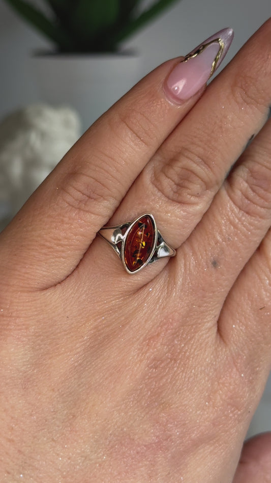 Amber Sterling Silver 925 Ring